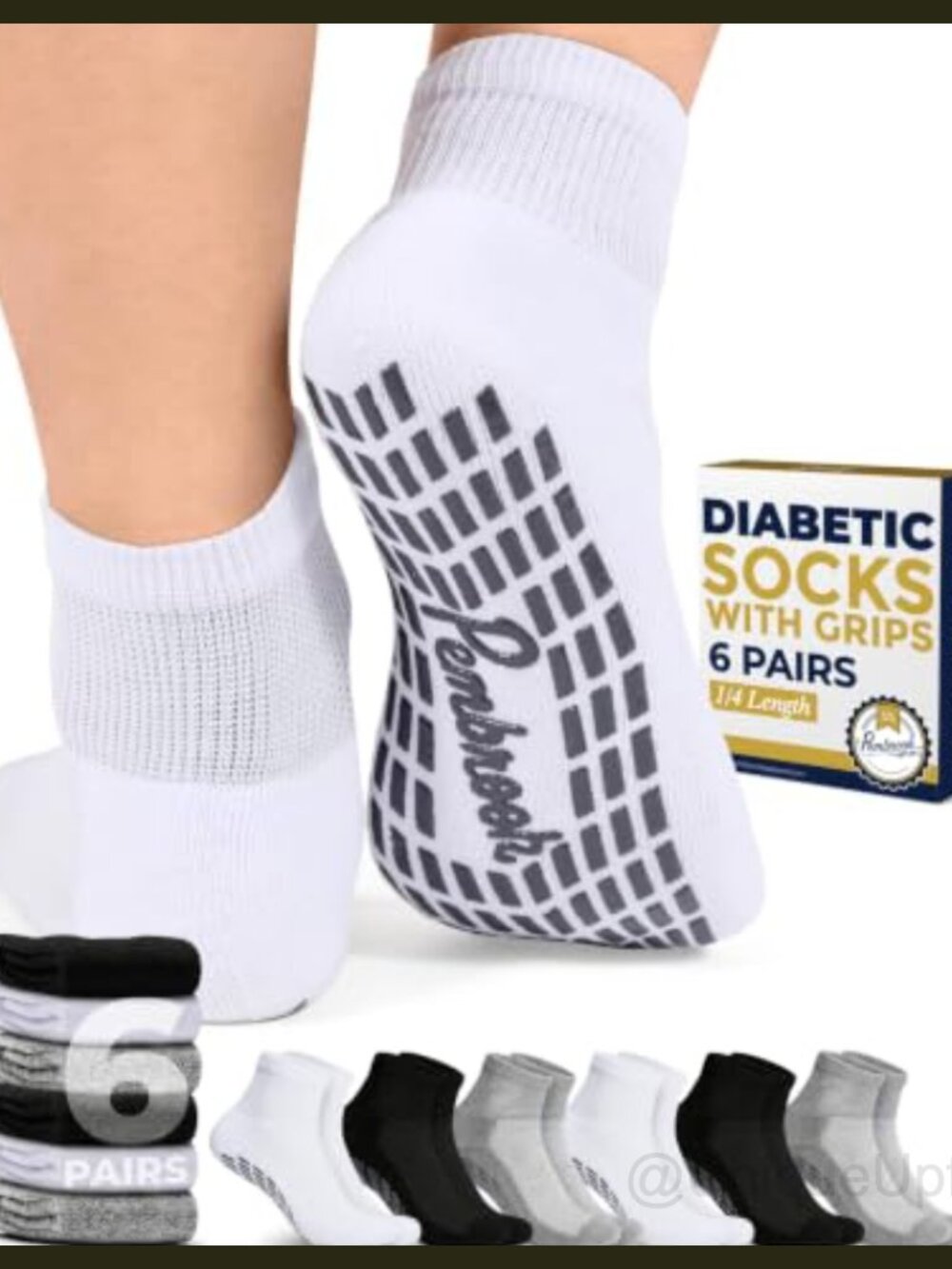 Diabetic Ankle Socks with Grips Non Slip Edema Neuropathy Socks